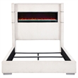 Pemberly Row 67-inch Fabric Upholstered Queen Fireplace Bed in Cream