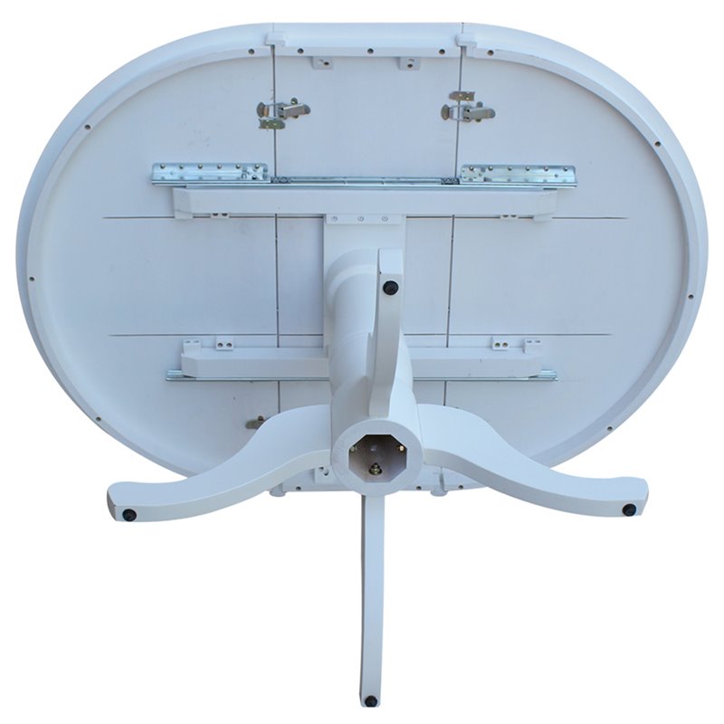 Pemberly Row Solid Wood Extendable Dining Table in White with 12