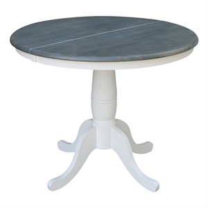 Pemberly Row 36&quot Wood Round Table With 12&quot Leaf in White/Heather Gray