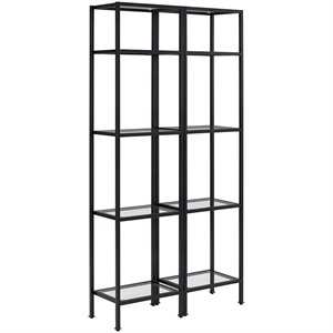 Pemberly Row Metal/Glass Etagere Bookcase in Rubbed Bronze (Set of 2)