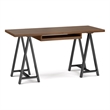 Pemberly Row Industrial 60 inch Wide Solid WALNUT Wood and Metal Desk