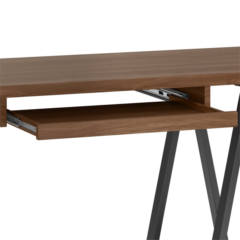 Pemberly Row Industrial 60 inch Wide Solid WALNUT Wood and Metal Desk