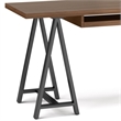 Pemberly Row Industrial 60 inch Wide Solid WALNUT Wood and Metal Desk