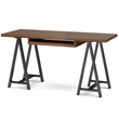Pemberly Row Industrial 60 inch Wide Solid WALNUT Wood and Metal Desk