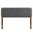 Pemberly Row Tufted Twin Fabric and Wood Headboard in Walnut/Charcoal