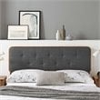 Pemberly Row Tufted Full Fabric and Wood Headboard in Walnut/Charcoal