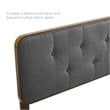 Pemberly Row Tufted Full Fabric and Wood Headboard in Walnut/Charcoal
