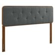Pemberly Row Tufted Full Fabric and Wood Headboard in Walnut/Charcoal