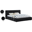 Pemberly Row Contemporary Deep Channel Tufted Rich Black Velvet Full Bed