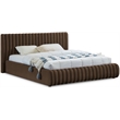 Pemberly Row Contemporary Deep Channel Tufted Rich Brown Velvet Full Bed