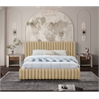 Pemberly Row Contemporary Deep Channel Tufted Rich Camel Velvet King Bed