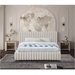 Pemberly Row Contemporary Deep Channel Tufted Rich Cream Velvet Full Bed