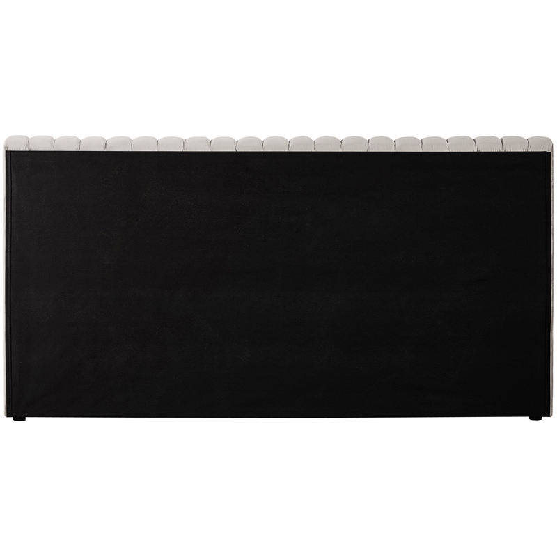 Pemberly Row Contemporary Deep Channel Tufted Rich Cream Velvet Full Bed