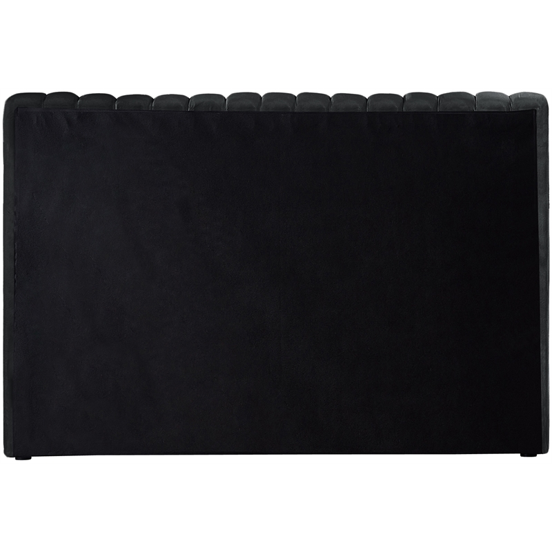 Pemberly Row Contemporary Deep Channel Tufted Rich Black Velvet Twin Bed