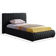 Pemberly Row Contemporary Deep Channel Tufted Rich Black Velvet Twin Bed