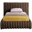 Pemberly Row Contemporary Deep Channel Tufted Rich Brown Velvet Twin Bed