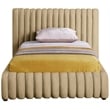 Pemberly Row Contemporary Deep Channel Tufted Rich Camel Velvet Twin Bed