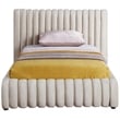 Pemberly Row Contemporary Deep Channel Tufted Rich Cream Velvet Twin Bed