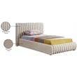 Pemberly Row Contemporary Deep Channel Tufted Rich Cream Velvet Twin Bed
