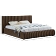 Pemberly Row Contemporary Deep Channel Tufted Rich Brown Velvet Queen Bed