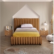 Pemberly Row Contemporary Deep Channel Tufted Rich Saddle Velvet Twin Bed