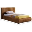 Pemberly Row Contemporary Deep Channel Tufted Rich Saddle Velvet Twin Bed