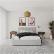 Pemberly Row Fabric Upholstered Queen Bed w/Storage Drawers in Light Gray