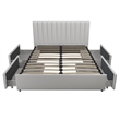 Pemberly Row Fabric Upholstered Queen Bed w/Storage Drawers in Light Gray