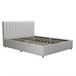 Pemberly Row Fabric Upholstered Queen Bed w/Storage Drawers in Light Gray
