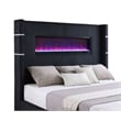 Pemberly Row Wingback Upholstered Fabric Eastern King Fireplace Bed Black