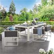 Pemberly Row 7-Piece Aluminum & Fabric Patio Dining Set in White and Gray