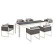Pemberly Row 7-Piece Aluminum & Fabric Patio Dining Set in White and Gray