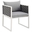 Pemberly Row 7-Piece Aluminum & Fabric Patio Dining Set in White and Gray
