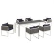 Pemberly Row 7-Piece Aluminum & Fabric Patio Dining Set in White and Navy
