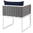 Pemberly Row 7-Piece Aluminum & Fabric Patio Dining Set in White and Navy