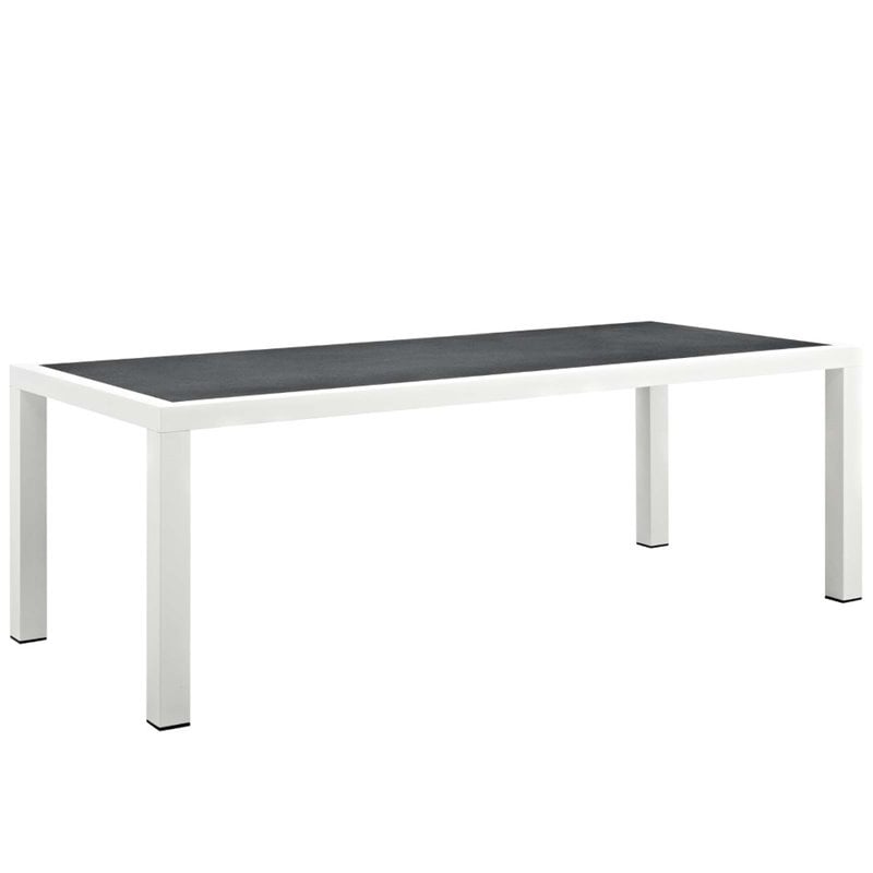 Pemberly Row 7-Piece Aluminum & Fabric Patio Dining Set in White and Navy