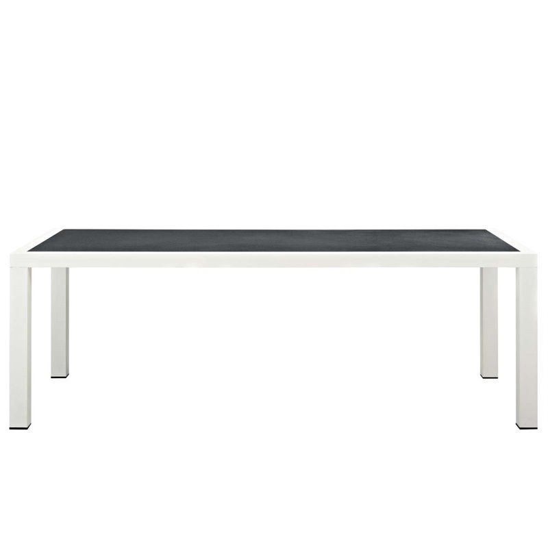 Pemberly Row 9-Piece Aluminum & Fabric Patio Dining Set in White and Gray