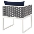 Pemberly Row 9-Piece Aluminum & Fabric Patio Dining Set in White and Navy