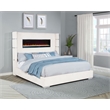 Pemberly Row 67-inch Fabric Upholstered Eastern King Fireplace Bed in Cream