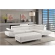 Pemberly Row Faux Leather Sectional in White with Adjustable Head and Arm Rest