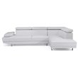 Pemberly Row Faux Leather Sectional in White with Adjustable Head and Arm Rest