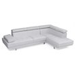Pemberly Row Faux Leather Sectional in White with Adjustable Head and Arm Rest