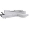 Pemberly Row Faux Leather Sectional in White with Adjustable Head and Arm Rest