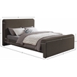 Pemberly Row Curved Headboard and Footboard Rich Brown Boucle Fabric Queen Bed