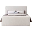 Pemberly Row Curved Headboard and Footboard Rich Cream Boucle Fabric Queen Bed