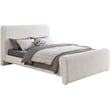 Pemberly Row Curved Headboard and Footboard Rich Cream Boucle Fabric Queen Bed