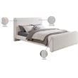 Pemberly Row Curved Headboard and Footboard Rich Cream Boucle Fabric Queen Bed