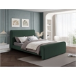 Pemberly Row Curved Headboard and Footboard Rich Green Boucle Fabric Queen Bed
