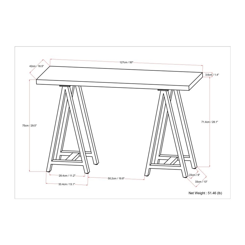 Pemberly Row Solid Wood Modern 50