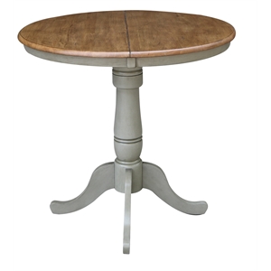 Pemberly Row 36&quot Round Wood Hickory/Stone Table With 12&quot Leaf-Counter Height